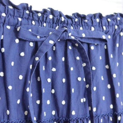 【美品】ピンクハウス★アシンメトリー フリルデザイン♪ドット刺繍 綿100% フレアスカート サイズ9号 ネイビー系 z20257