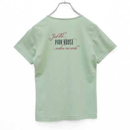 【美品】ピンクハウス★ロゴ&レタードpt♪半袖カットソー Tシャツ サイズM ハッカ系 無地 z23238