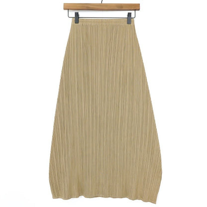 【極美品】プリーツプリーズ PLEATS PLEASE イッセイミヤケ★ロング丈プリーツスカート サイズ1 モカ系 無地 薄手 z20945