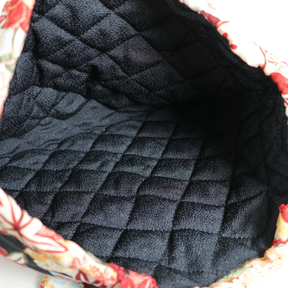 【美品】ワンダフルワールド★豪華和柄 ちりめん 巾着バッグ カネコイサオ  ポシェット　ショルダーバッグ 赤系 ba265