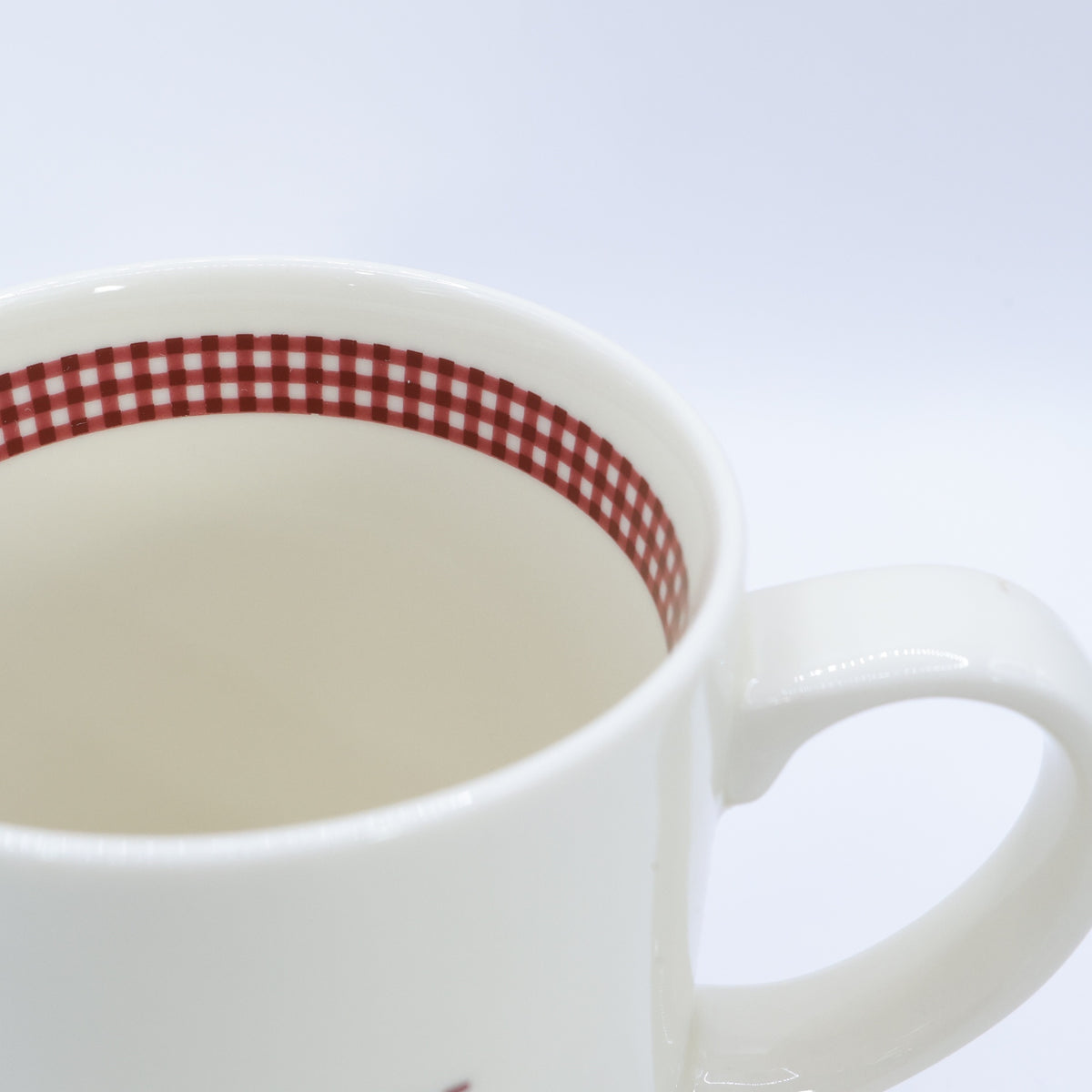 ピンクハウス★チェック柄マグカップ ロゴ入 陶器 コップ  ギンガムチェック アイボリー系 so401