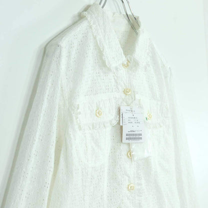 【紙タグ有】ピンクハウス★総カットワーク刺繡♪前開きブラウス 大きいサイズL 白系 残布有 z19872