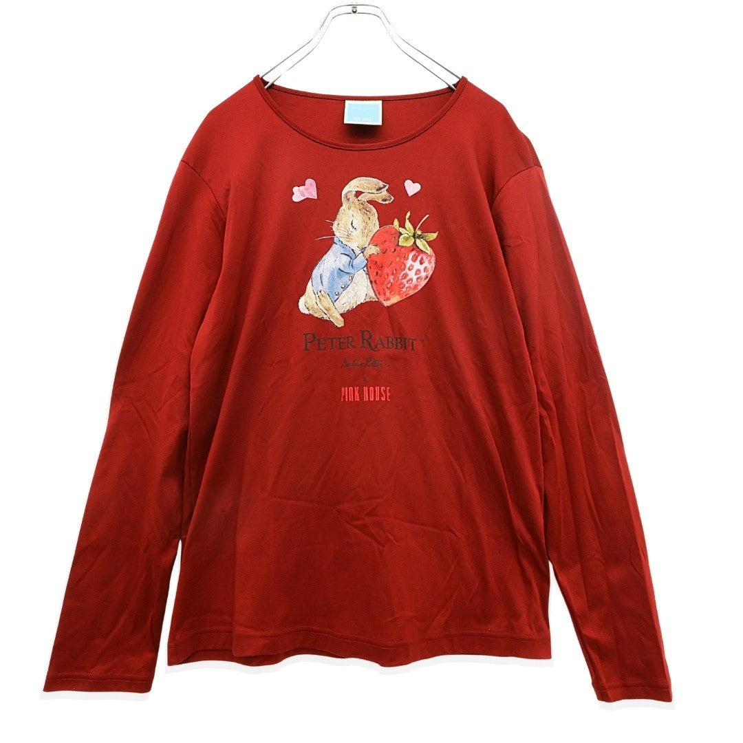 【極美品】ピンクハウス★ピーターラビットコラボ♪いちごプリント 長袖Tシャツ カットソー ロンT 赤系 z23421