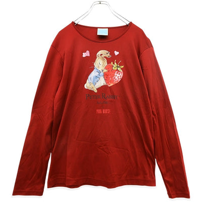 【極美品】ピンクハウス★ピーターラビットコラボ♪いちごプリント 長袖Tシャツ カットソー ロンT 赤系 z23421