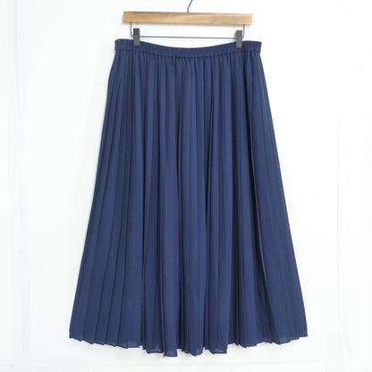 【新品タグ付】UNIQLO★シフォンプリーツロングスカート♪裏地付き サイズXXL ネイビー系 z22880