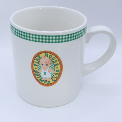ピンクハウス★キューピーチェック柄マグカップ ロゴ入 陶器 コップ  ギンガムチェック アイボリー系 so404