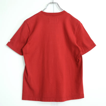 ピンクハウス★花柄パッチワーク&ワッペン♪半袖カットソー Tシャツ サイズM 赤系 無地 z21920