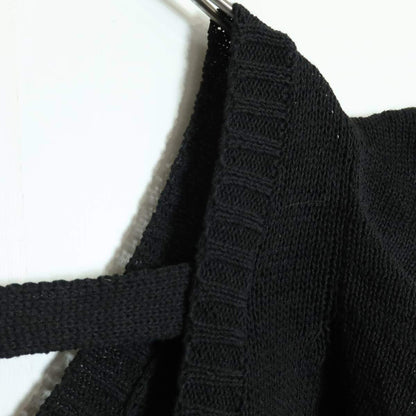 【美品】インゲボルグ★袖フリルが可愛い！ニットベスト 黒系 透かし編み♪無地  ＊z15832