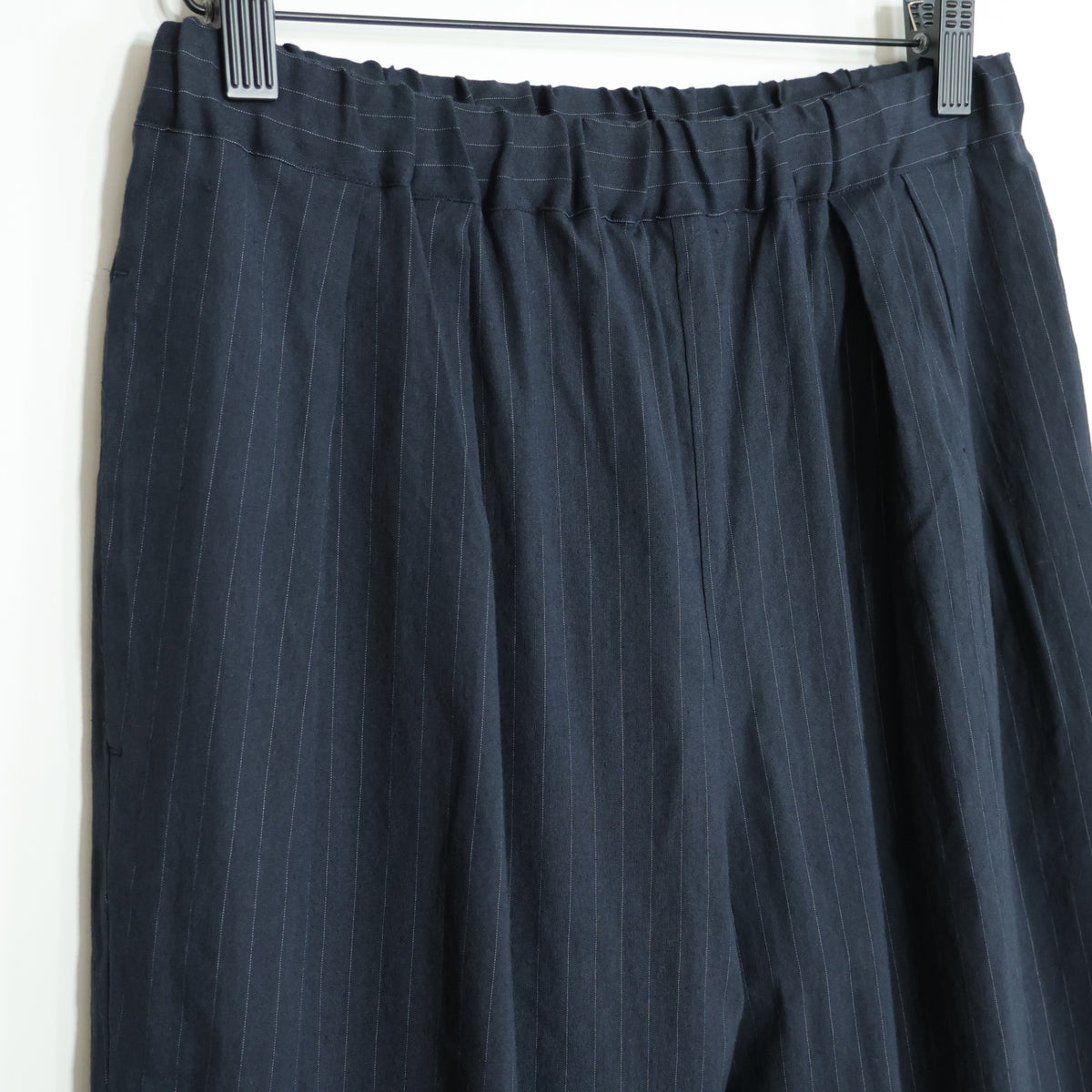 【美品】SOUSOU ソウソウ★もんぺ ロングパンツ 濃紺系 ピンストライプ 薄手 z22482