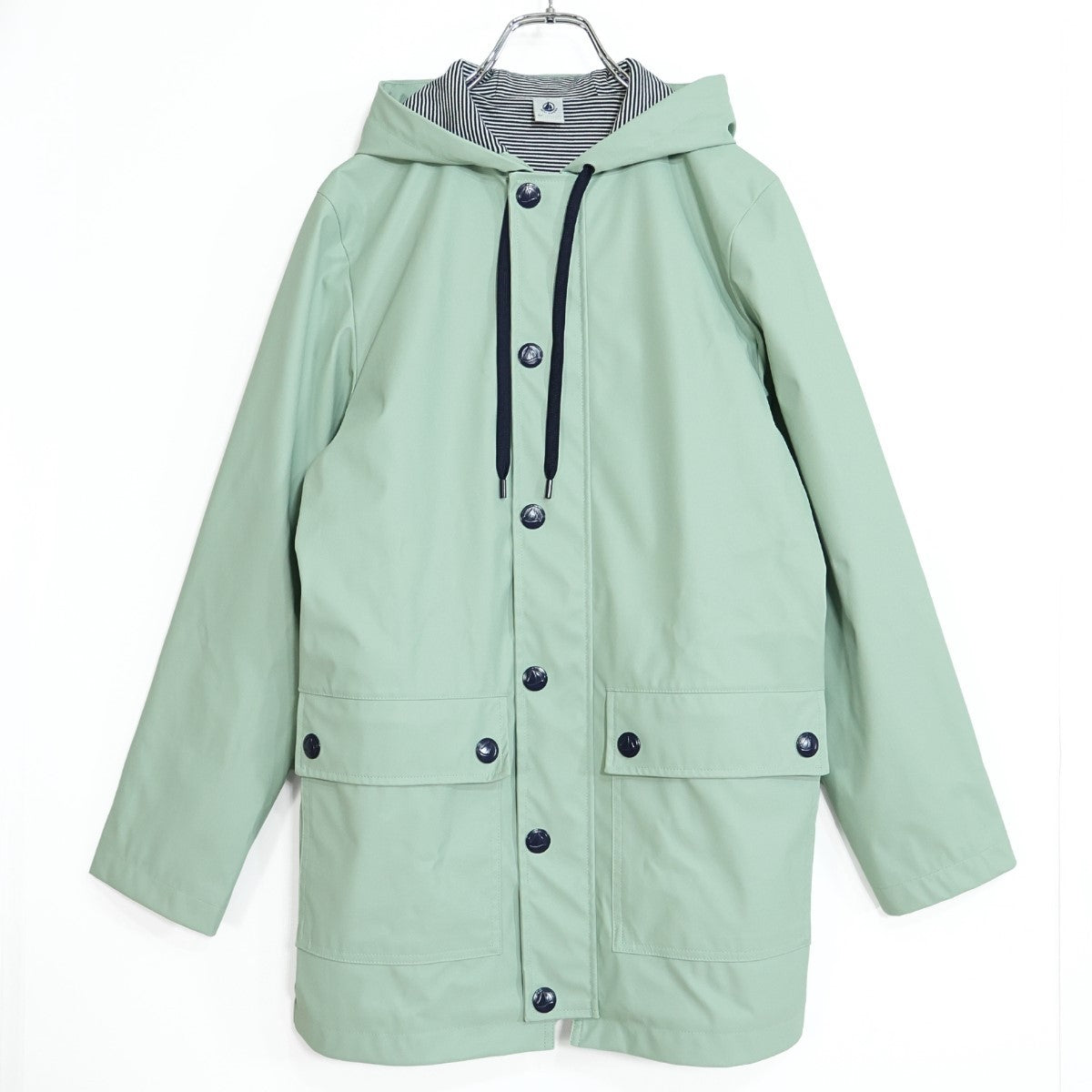 【美品】PETIT BATEAU プチバトー★カラーが素敵♪ヨットパーカー サイズXS ライトグリーン系 防風＆撥水 z22463