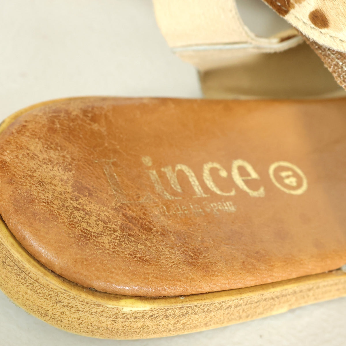 Lince リンス★ハラコ レオパード柄 フラットサンダル 大きいサイズ41 ブラウン系 *sh213