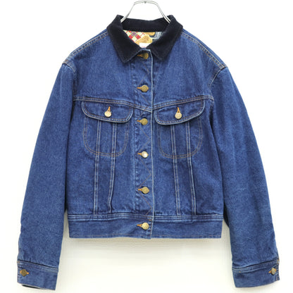 ワンダフルワールド カネコイサオ★キュートなセーターくま刺しゅう♪中綿入りデニムジャケット 紺系 裏キルティング z23580