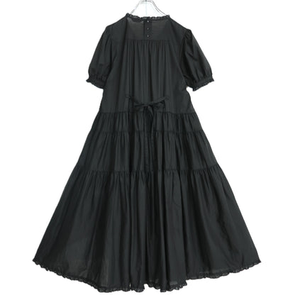 【極美品】ピンクハウス★たくし上げリボン♪ふんわりローンワンピース 黒系 ミニリボン使い♪2026年 z22517