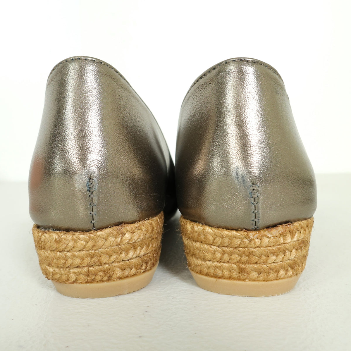 【美品】 gaimo★エスパドリーユ パンプス サンダル 黒 ゴールド ウェッジソール サイズ38 ゴールド系 sh243