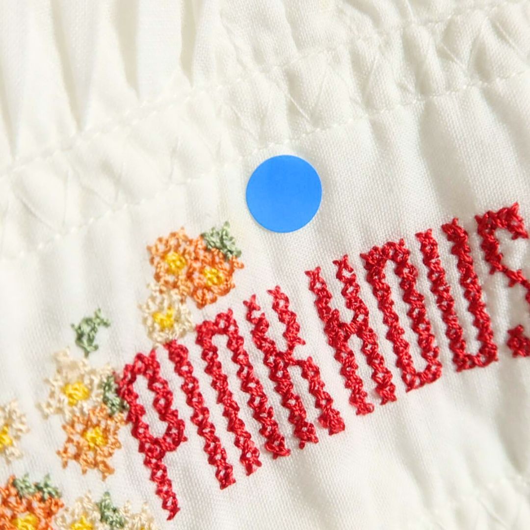 ピンクハウス★可愛い！クロスステッチ 刺繍が可愛い！長袖ローンブラウス タック入り 白系 ＊z17181
