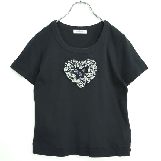 ギャラリービスコンティ★ハート＆スパンコール♪半袖Tシャツ サイズ3 黒系 z22627