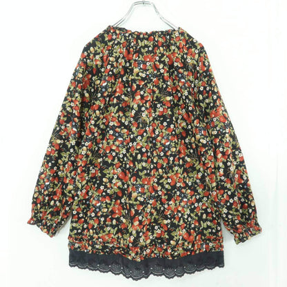 【美品】ピンクハウス★可愛い！苺が舞い散る！スノーベリーpt チュニック・スカートセットアップ 2点セット 黒系＊ z19550