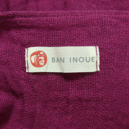 【美品】BAN INOUE 幡井上★かやワンピース ノースリーブ ぶどう色系 無地 薄手 z19774