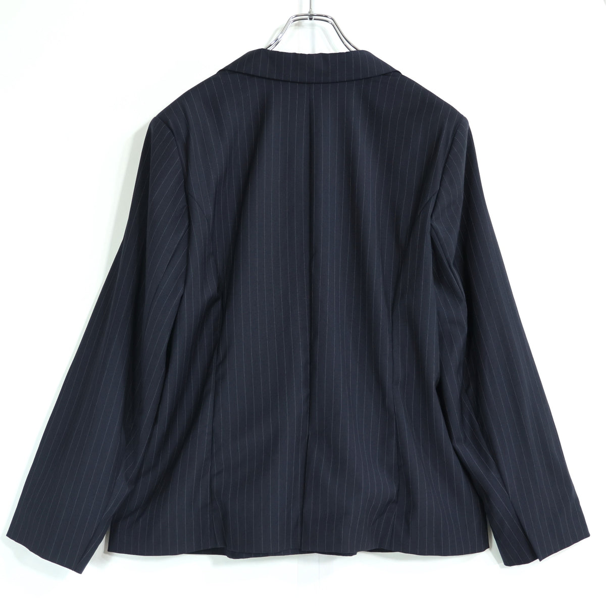 Fitme Moi★パンツスーツ 長袖ジャケット&ロングパンツ 大きいサイズEL(3L) 濃紺系 ピンストライプ 薄手 z22833