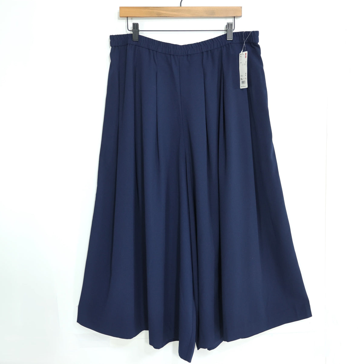 【美品・紙タグ有】ユニクロ★タック ドレープ イージー スカンツ 大きいサイズ3XL ネイビー系 z22931