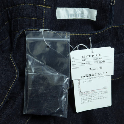 【美品・紙タグ付】ピンクハウス★ラップ風♪綺麗なインディゴブルー♪ワイドデニム 大きいサイズ4(L) 紺系 z19637