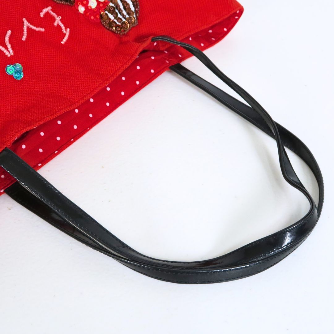 カーリーコレクション★ツインガールズ エヴィちゃん スパンコールビーズ刺繍 ハンドバッグ　赤系　＊ba319