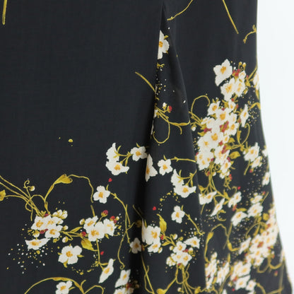 インゲボルグ★アシンメトリ♪花柄マーメイドスカート サイズM 黒系 薄手 z20339