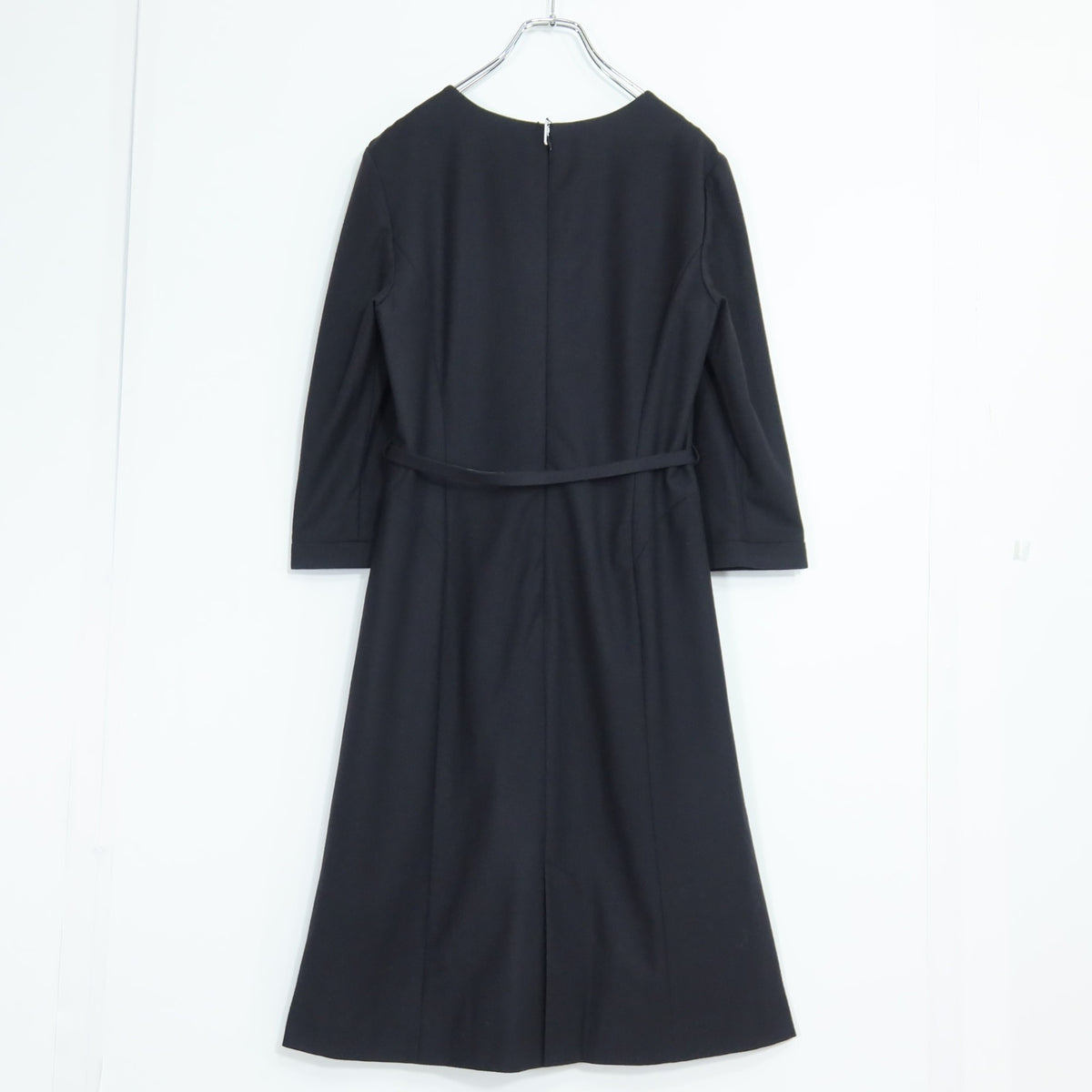 【美品・紙タグ】ジョルジュ・レッシュ★シンプルシック♪ウール混ワンピース サイズ40 黒系 ブラックフォーマル 薄手 z20418