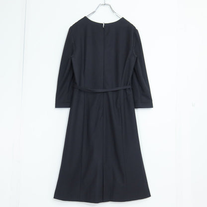 【美品・紙タグ】ジョルジュ・レッシュ★シンプルシック♪ウール混ワンピース サイズ40 黒系 ブラックフォーマル 薄手 z20418