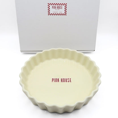 【未使用品】ピンクハウス★ロゴ入タルト型 陶器 プレート ケーキ皿 グラタン皿 食器   アイボリー系 so338