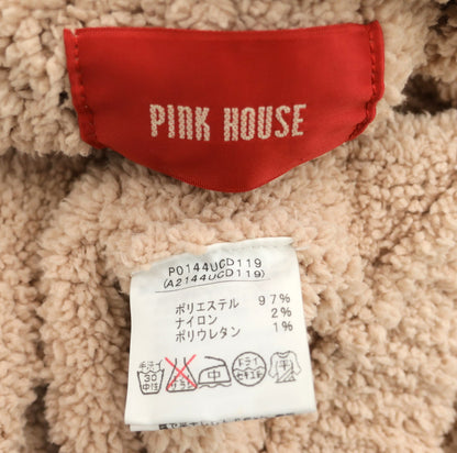 ピンクハウス★くま耳つき♪ボアのフード付きケープコート ポンチョ ピンクベージュ系 無地 厚手 z23333