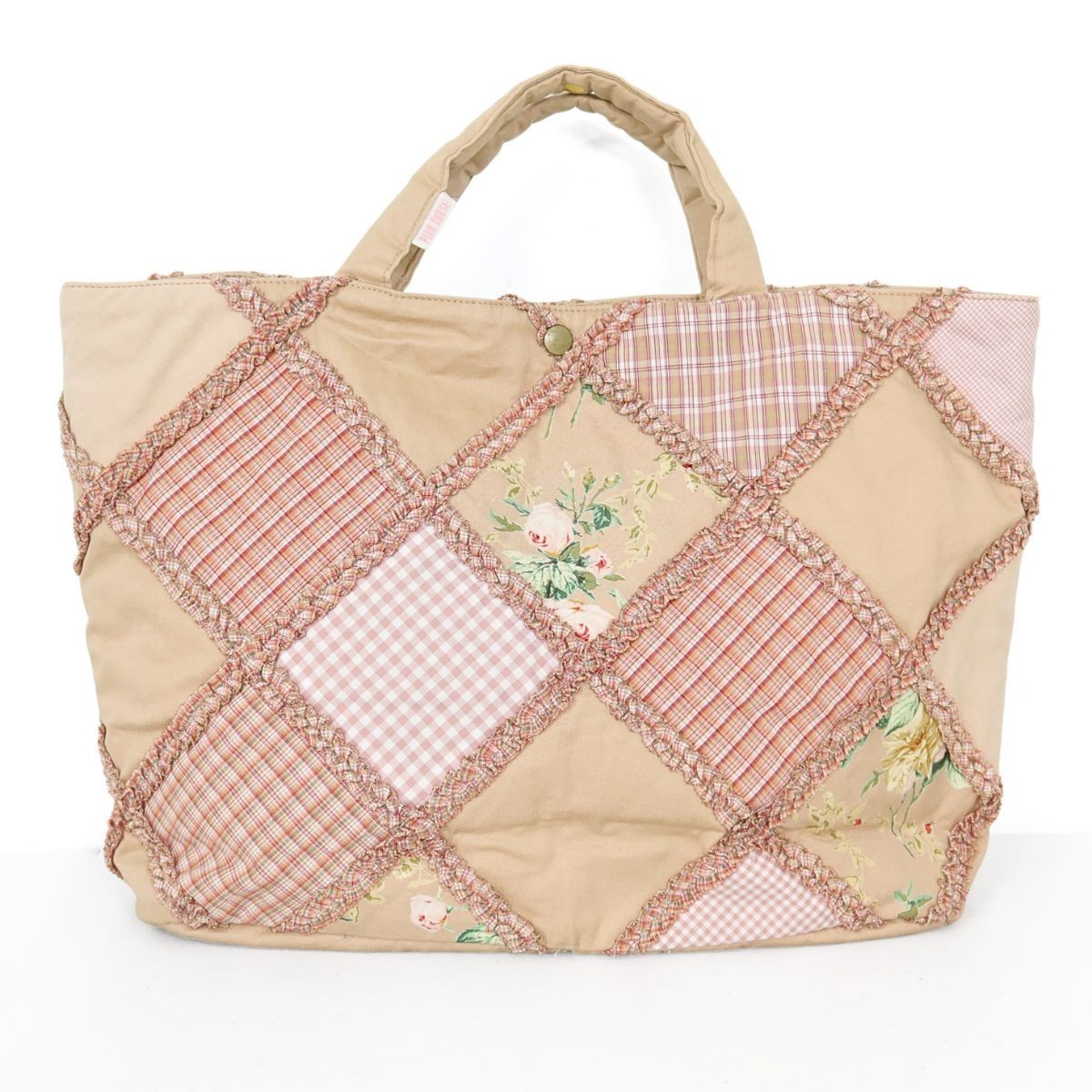 ピンクハウス★薔薇とオリチェパッチワークが可愛い♪ ハンドバッグ・レッスンバッグ ピンク系 ba162