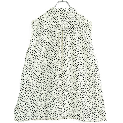 【新品タグ付】ユニクロ★パンサー♪ボウタイブラウス ノースリーブ 大きいサイズ3XL オフ白系 前開き 薄手 z22856
