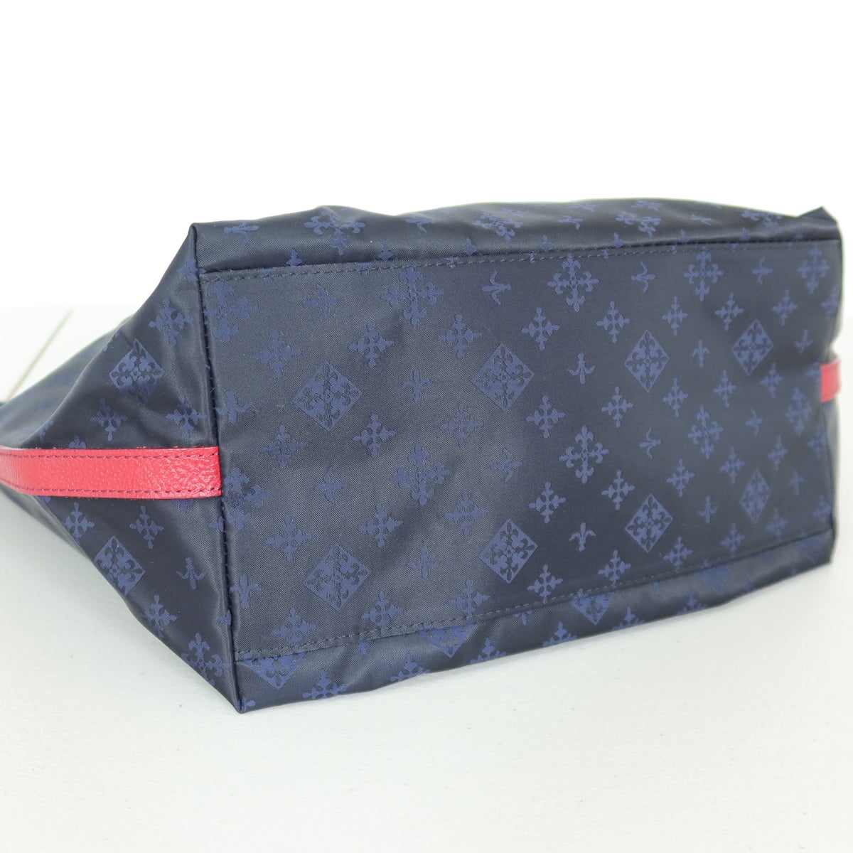 【美品】ラシットrusset★Lilyシリーズ 大人可愛い トートバッグ モノグラム A4収納可 ネイビー×ピンク ＊ba183