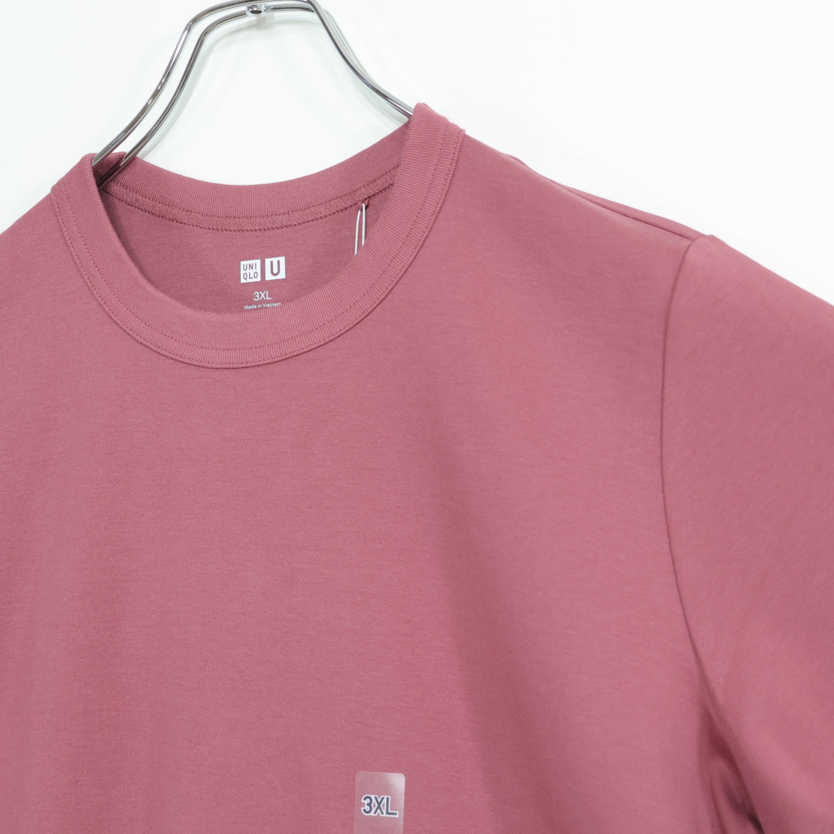 【新品タグ付】ユニクロ★クルーネックT 半袖Tシャツ 大きいサイズ3XL 赤紫系 無地 薄手 z22871