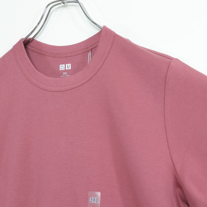 【新品タグ付】ユニクロ★クルーネックT 半袖Tシャツ 大きいサイズ3XL 赤紫系 無地 薄手 z22871