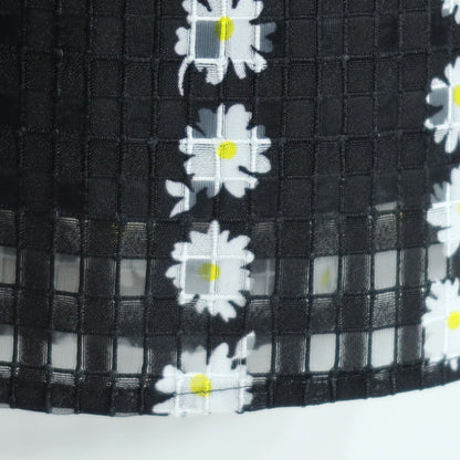 【美品】レリアン★涼しげ♪透け感が美しいメッシュ風スカート 大きいサイズ13+ 黒系 花柄 薄手 z20953