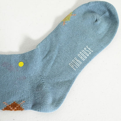 ピンクハウス★ロゴ入りソックス クルーソックス 靴下 水色系 so369