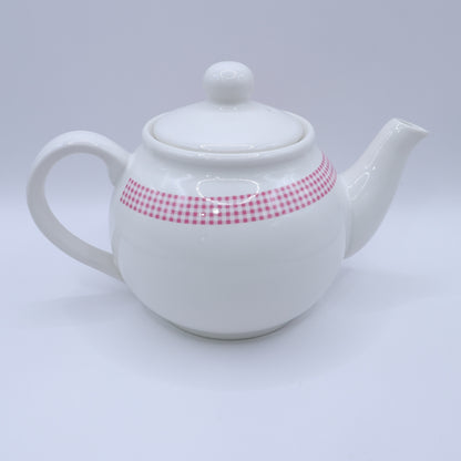 【美品】ピンクハウス★キューピー&ギンガム♪ティーポット 紅茶ポット 陶器 白×ピンク系 so410