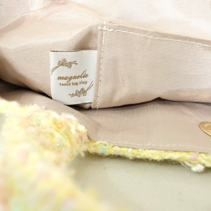 【美品】Magnolie★パステルカラーが可愛い♪ ツイードバッグ 黄色系 ba223