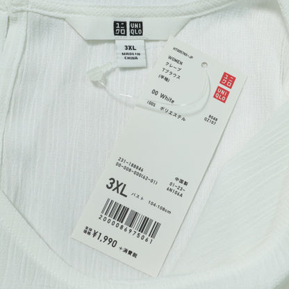 【タグ付き美品！】ユニクロ★さらさら涼し気♪ ブラウスTシャツ 半袖 大きいサイズ3XL 白系 z22261