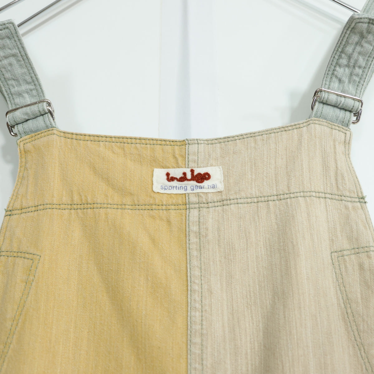 HAI SPORTING GEAR イッセイミヤケ★パッチワーク♪ジャンパースカート サイズM ベージュ×黄色×グレー系 無地 z22228