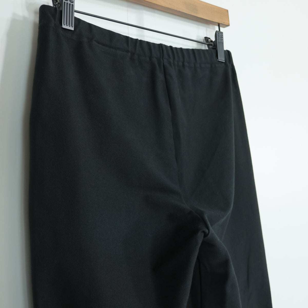 ピンクハウス★裾たくし上げリボン♪ロングパンツ ストレッチ 大きいサイズL 黒系 無地 z22657