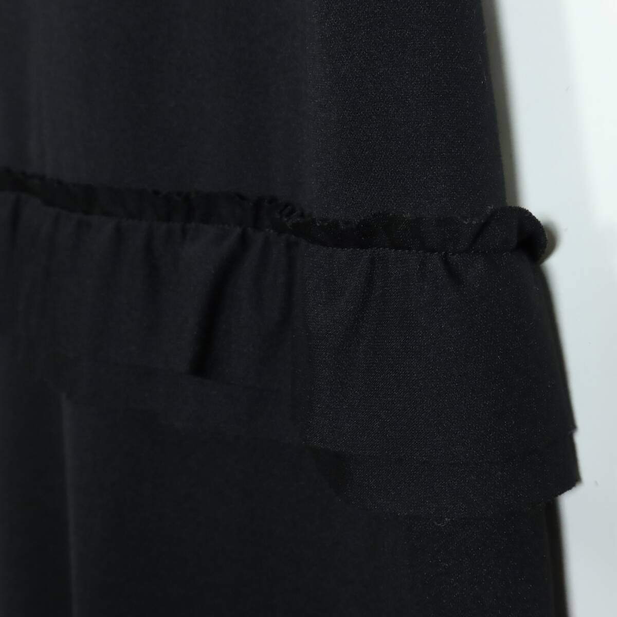 【美品】インゲボルグ★大人おしゃれ♪カメリア柄 ドッキングデザイン ノースリーブワンピース サイズ3(9号) 黒系 ＊z13738