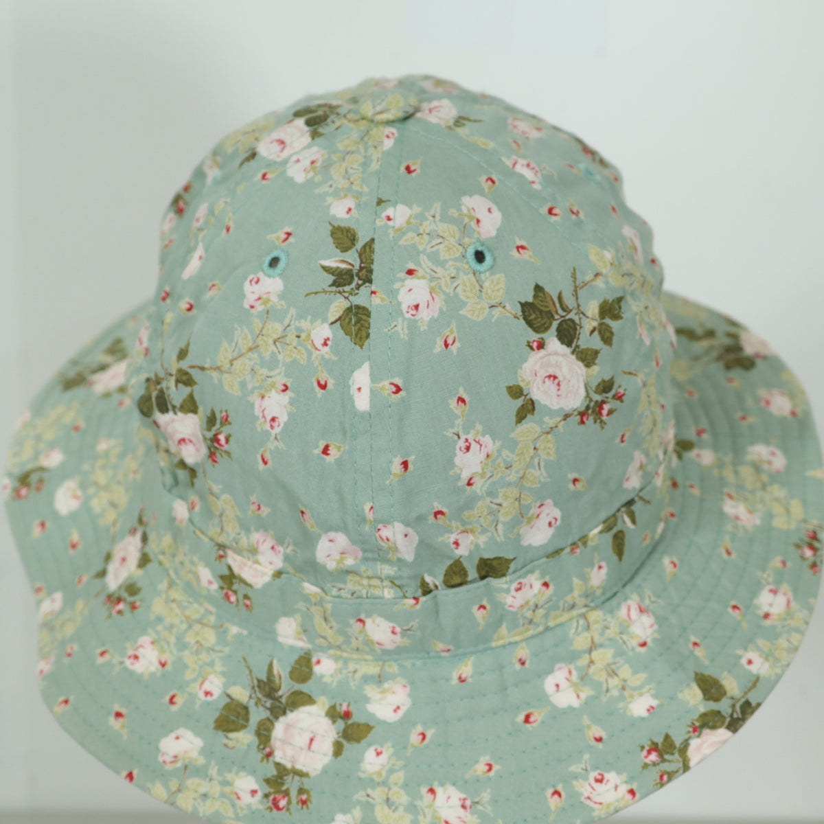 ピンクハウス★レトロ可愛い小さな薔薇プリント♪ ハット・帽子 小さいサイズ キッズにも◎ グリーン系 ha046