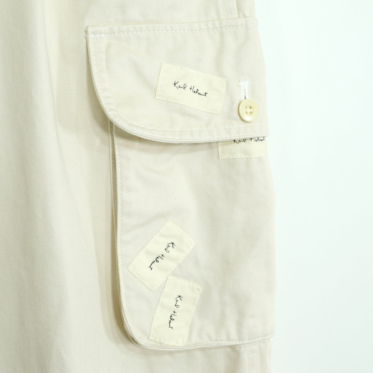 カールヘルム★コットンパンツ ロング丈 サイズM アイボリー系 無地 z22621