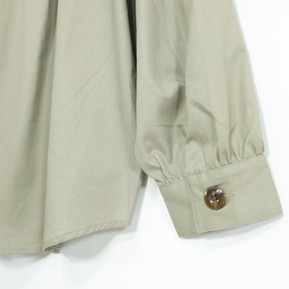 【新品タグ付】COLZA★ゆったり長袖シャツ 大きいサイズLL カーキ系 無地 薄手 z22873