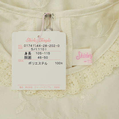 シャーリーテンプル★お姫さまドレス♪長袖ワンピース キッズサイズ110 シャンパンベージュ系 刺しゅう&リボン z23438
