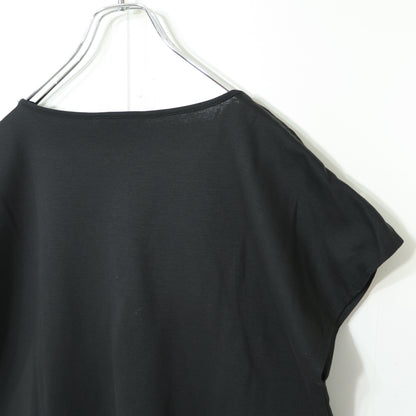【極美品！】ピンクハウス★ガーリーTシャツ フレンチ袖 レースpt スパンコール ロゴpt 黒系 z22292