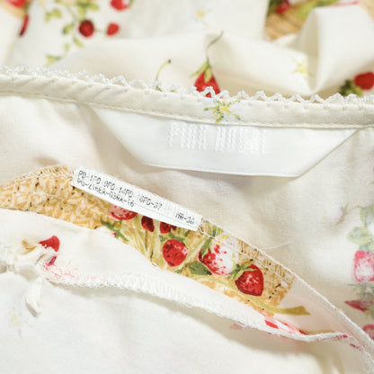 【美品！】ピンクハウス★Straw-berry Hat♪かぶせ段々フリルのワンピース エクリュ系 前開き はしごレース♪薄手 z22160